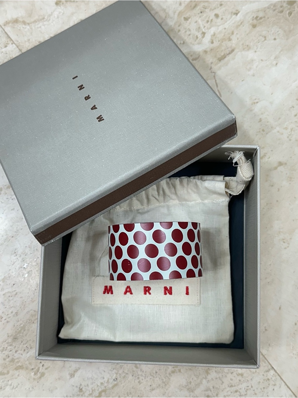 MARNI Polka Dot Red and White Wide Cuff Bracelet🌸
